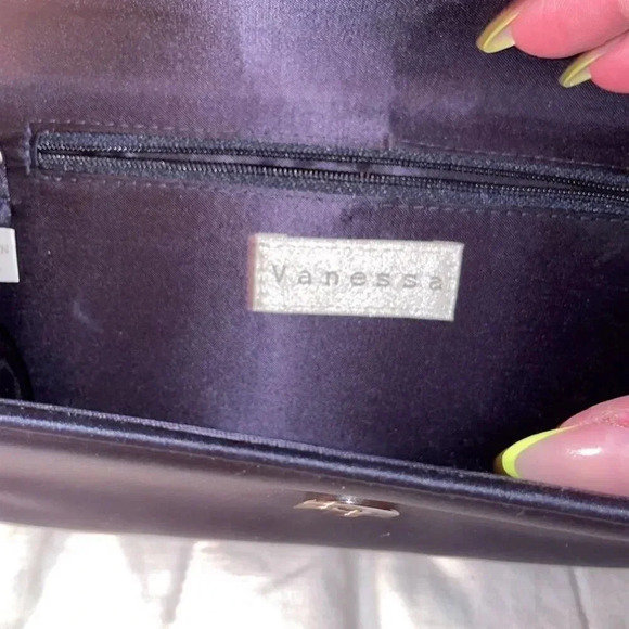Vintage Vanessa Small blue black Evening Bag Clutch Shoulder Removable Strap - Picture 2 of 5